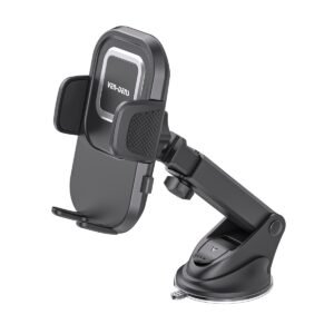 Soporte de móvil para coche con ventosa, brazo extensible y giro 360°